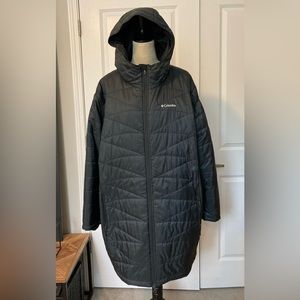 Women’s Black Plus 3X Columbia Mighty Light Jacket, Omni-heat Puffer With Hat